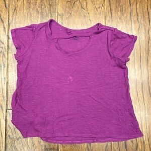 Art class purple short sleeve shirt.